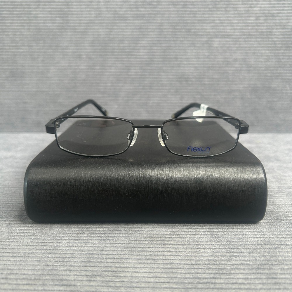 Flexon Superior 001 Black Metal Rectangular Y2k Eyeglasses Frames 49-18-135